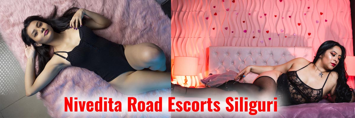 Nivedita Road Escorts Siliguri premium VIP call girls posing in black lingerie for luxury escort service promotion