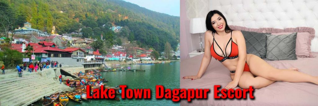 Lake Town Dagapur Escort promotional banner featuring scenic Siliguri backdrop and elegant companion for premium escort service